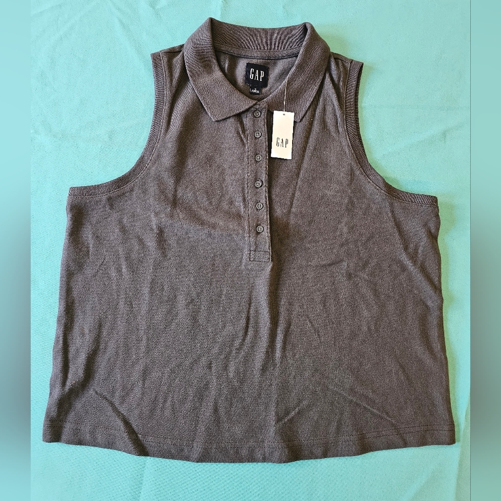Gap Sleeveless Cropped Pique Polo Shirt NWT, Women's Small